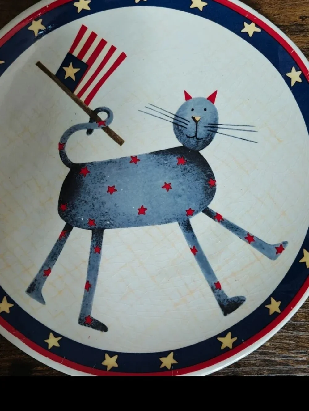 Rare Collectible Jo-Ann Fabric Debbie Mumm Red White & Blue Patriotic Plate
